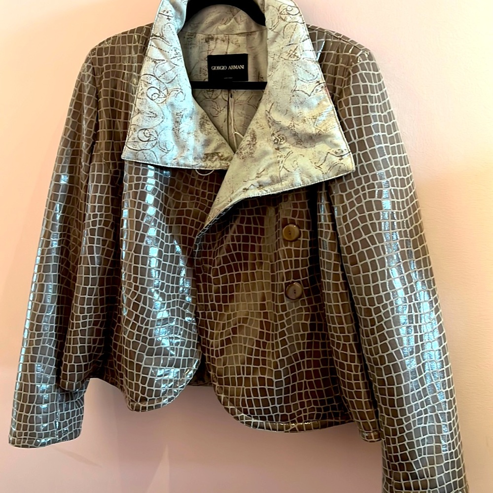 Giorgio Armani button leather down jacket